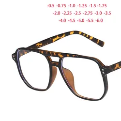 Large Frame Double Girder Clear Lens Glasses Big Simple Myopia Nerd Spectacles Degree -0.5 -1.0 -2.0 -3.0 -4.0 to -6.0