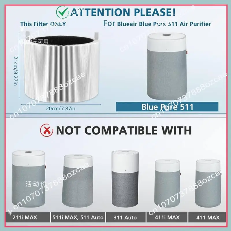 A26P 2-Pack 511 فلتر بديل وفلتر الكربون المنشط لـ Blueair Blue Pure لفلتر بديل Blue Pure 511