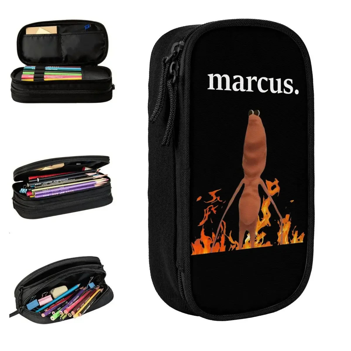 Marcus The Worm Funny Pencil Cases New Pen Bags Student Large Storage Students School Zipper Pencilcases