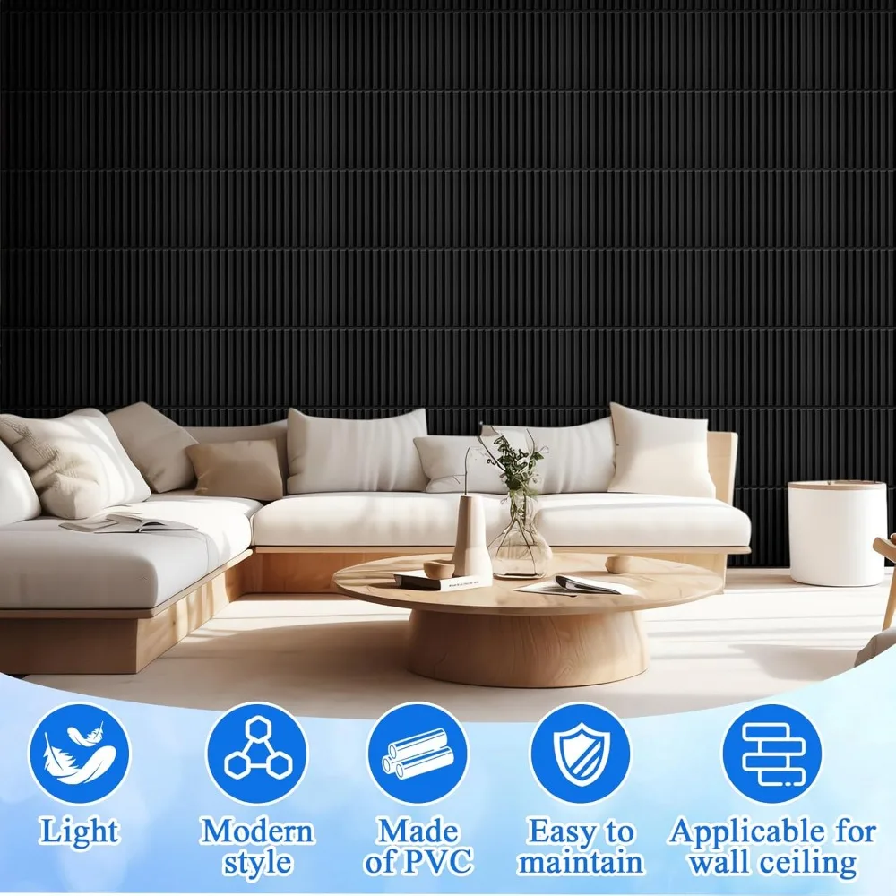 32 szt. Paneli 3D do ścian, 30 x 30 cm, PVC, karbowane, teksturowane panele, możliwość przycinania, do klejenia, dekoracyjne płytki ścienne do sufitu