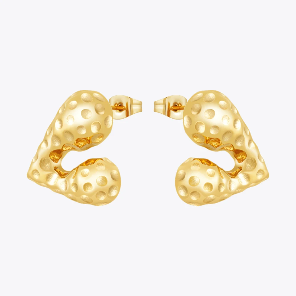 ENFASHION Aretes De Mujer Solid Hollow Heart Stud Earrings For Women 18K Gold Plated In Earings Fashion Jewelry Trendy 1527 1528