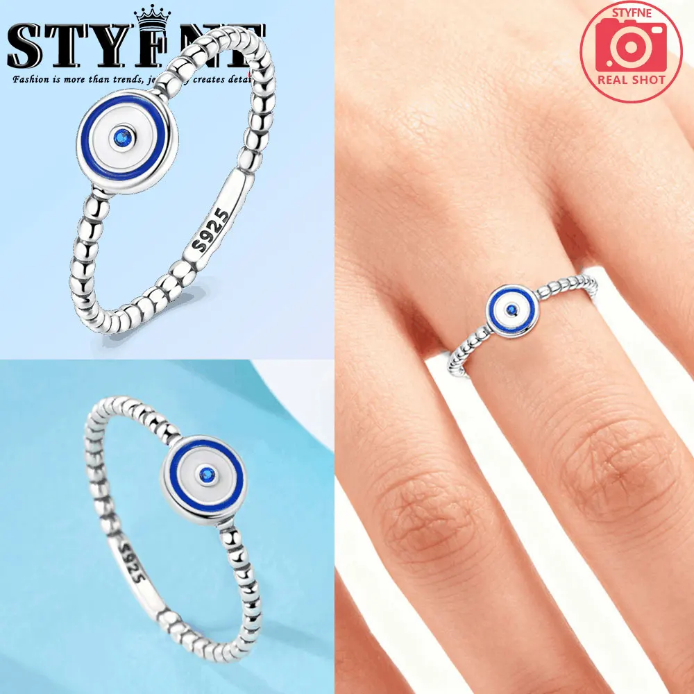 

925 Sterling Silver Original Religious Blue Eyes Dewdrops Ring Women's Anniversary Gift Engagement Rings for Women Mens Jewelry