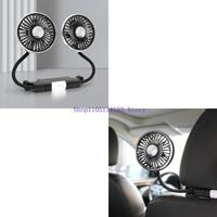 hg89 Car Fan, USB Car Cooling Fan with 360° Rotatable Double Head 3 Speed Regulation Rear Seat Air Fan for Truck