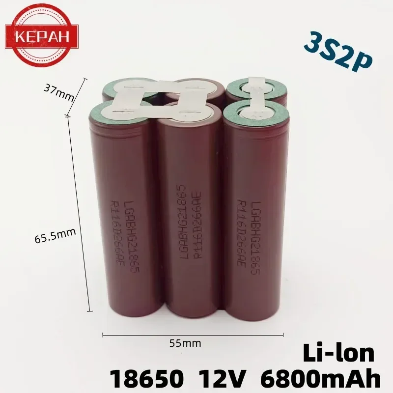 Customized18650 HG2 battery 30A screwdriver electric drill Li-lon battery 3s2p 4s2p 5s2p 1s3p 2s2p 3.7V-21V 3400mAh -6800mAh