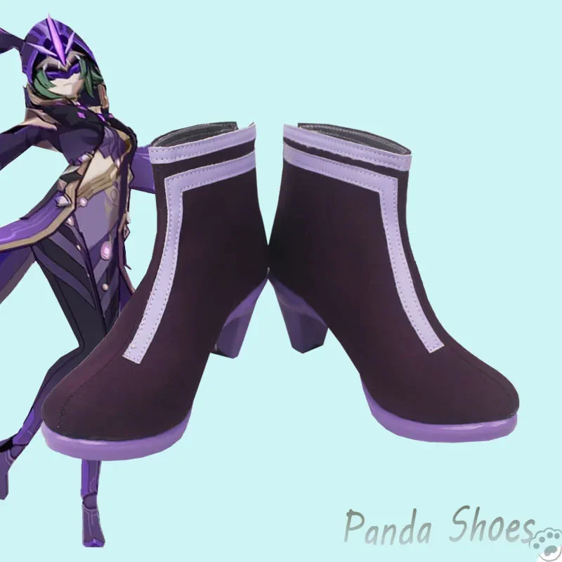 Genshinimpact Fatui Cosplay Shoes Anime Game Cos Long Purple Boots Electro Cicin Mage Cosplay Costume Prop Shoes for Halloween