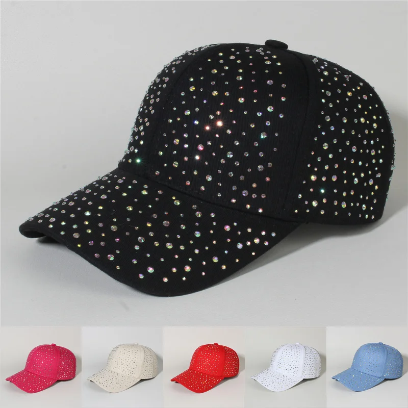 Trendy Versatile Small Face New Full Diamond Sunscreen Peaked Hat Deep Hard Top Korean Hot Diamond Baseball Cap