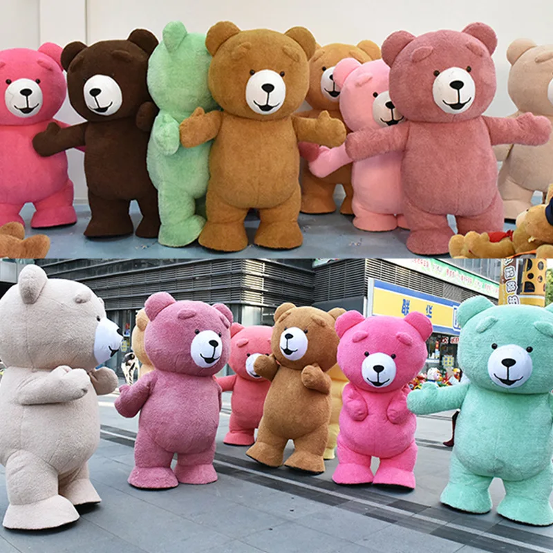 2M/2.6M/3M 테디 베어 풍선 의상 카니발 마스코트 만화 생일 파티 코스프레 곰 의상 성인 Fursuit 할로윈
