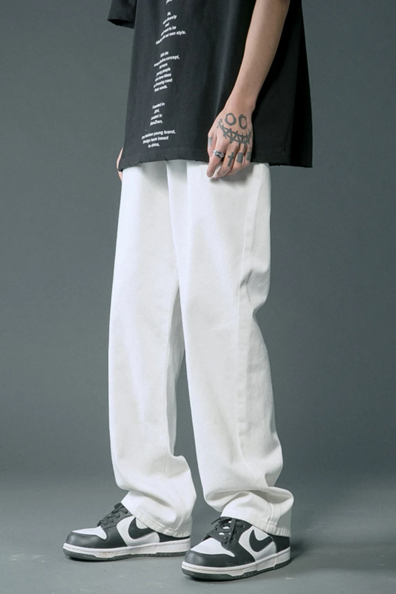 Summer thin men\'s fashion famous brand versatile loose straight Summer wide leg pants clothes streetwear hiphop denim New 2024