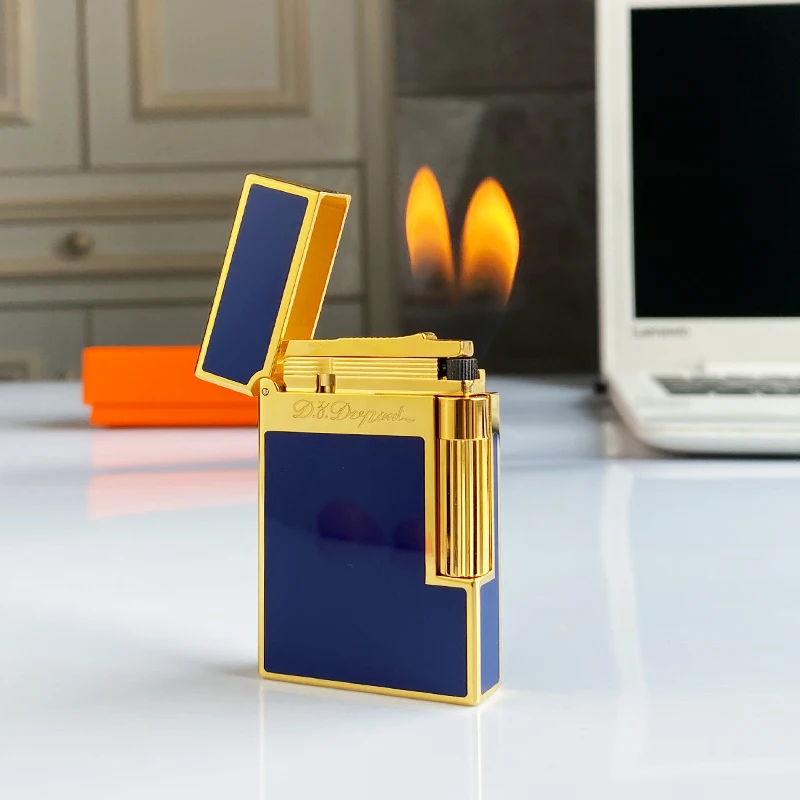 New commemorative edition single and double flame luxury lighter Ping Sound natural paint cigarette smoking butane lighter 16084