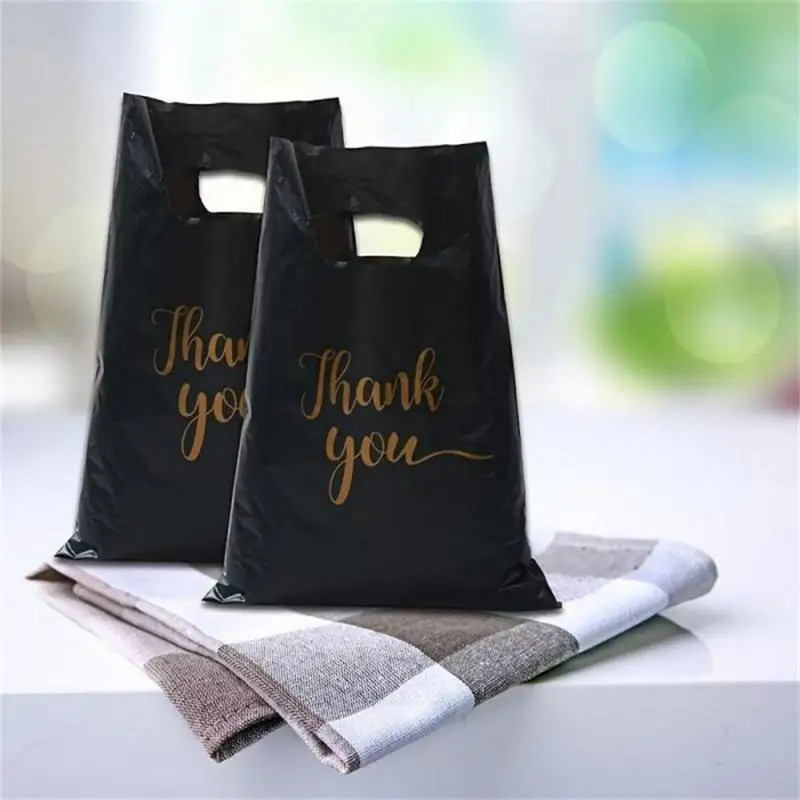 Black Thank You Gift Bag 50PCS 20x30cm Plastic Candy Cookie Wedding Birthday Party Treat Bag Shopping Christmas Shopping Bag