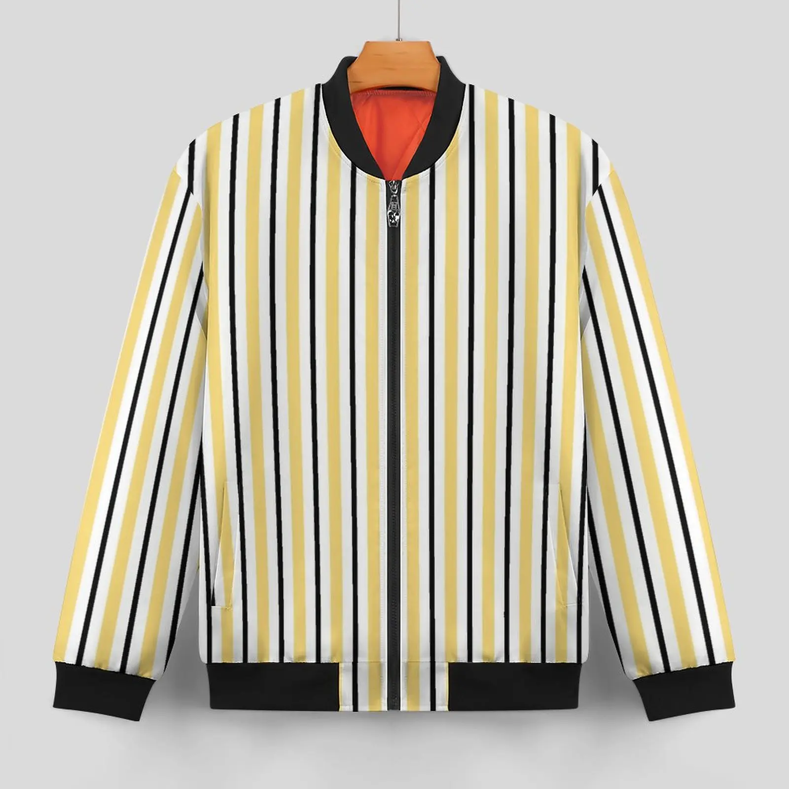 Retro Stripes Jackets Yellow White Black Waterproof Autumn Coats Men Streetwear Casual Jacket Outdoor Oversize Windbreakers Gift