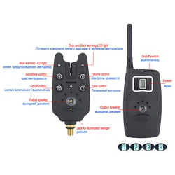 Alarma de pesca inalámbrica Hirisi B1203S con Swingers luminosos