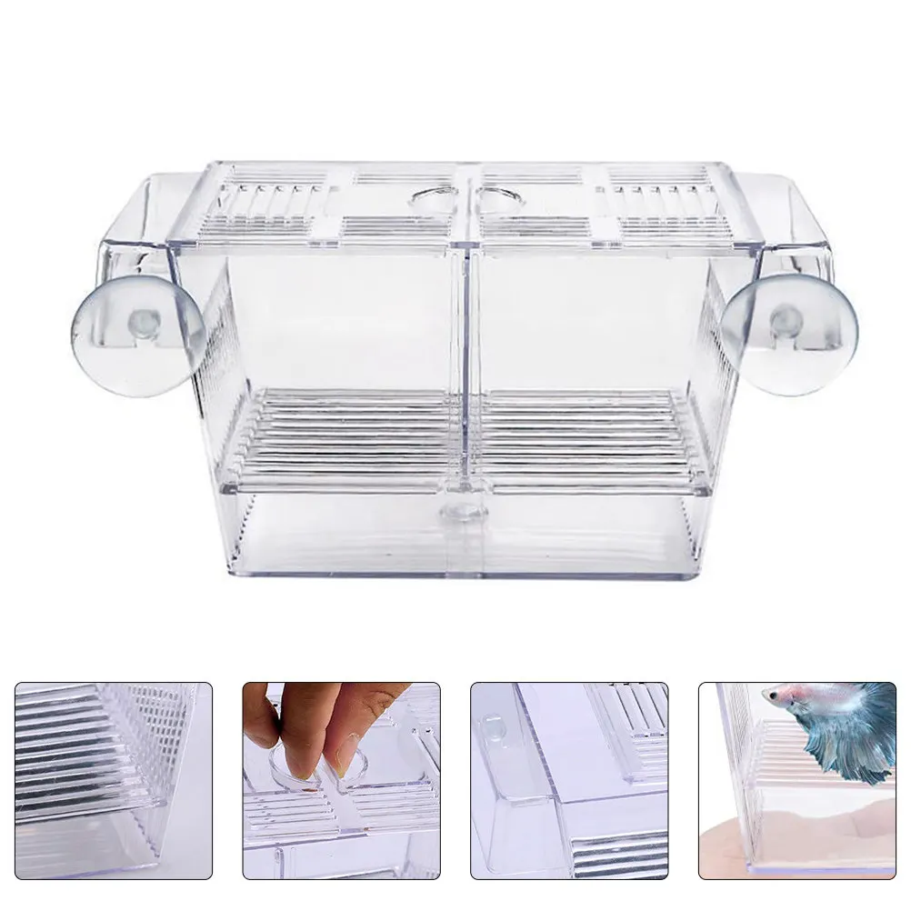 

1Pcs Transparent Fish Breeding Box for Viviparous Spawning Fry Hatching Incubation Isolation with Suction Cup Cover Aquarium