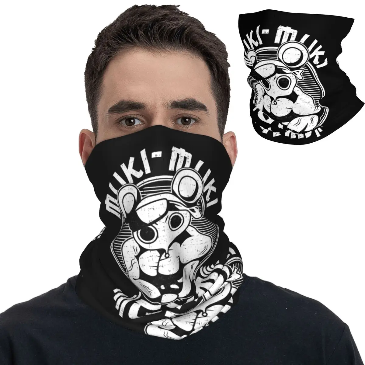 Demon Slayer Muki-Muki Gym Bandana Neck Cover Printed Wrap Scarf Warm Face Mask Hiking for Men Women Adult All Season