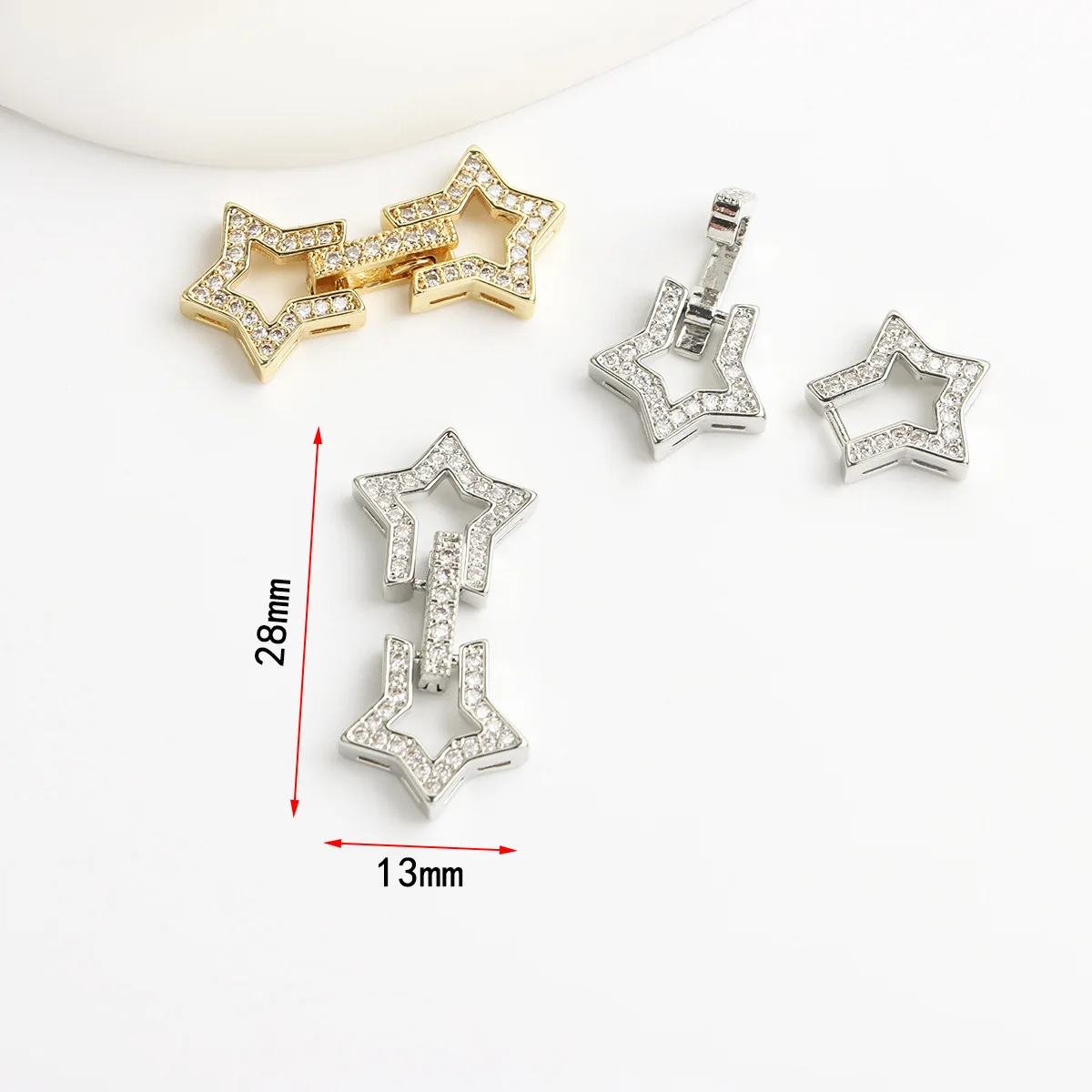 1pcs Copper Gold-plated Zirconium Star Snap-on Pearl Necklace Bracelet Connecting Buckle DIY Jewelry Making Material Accessories