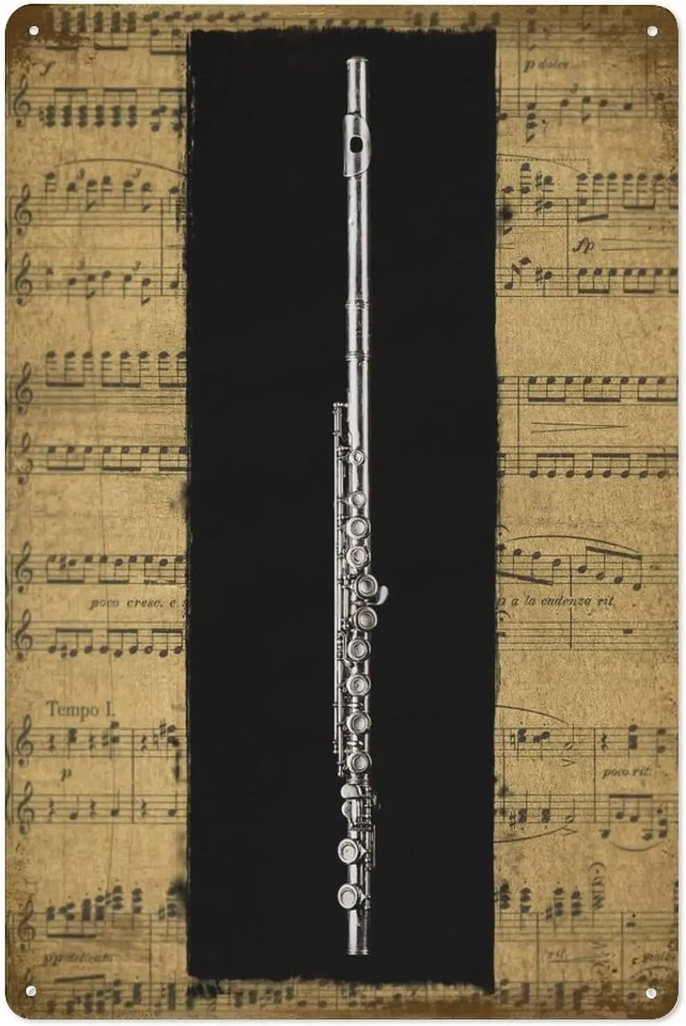 Flute Version 2 Metal Tin Sign Poster Painting Sign Funny Wall Vintage Art Decor Metal Sign