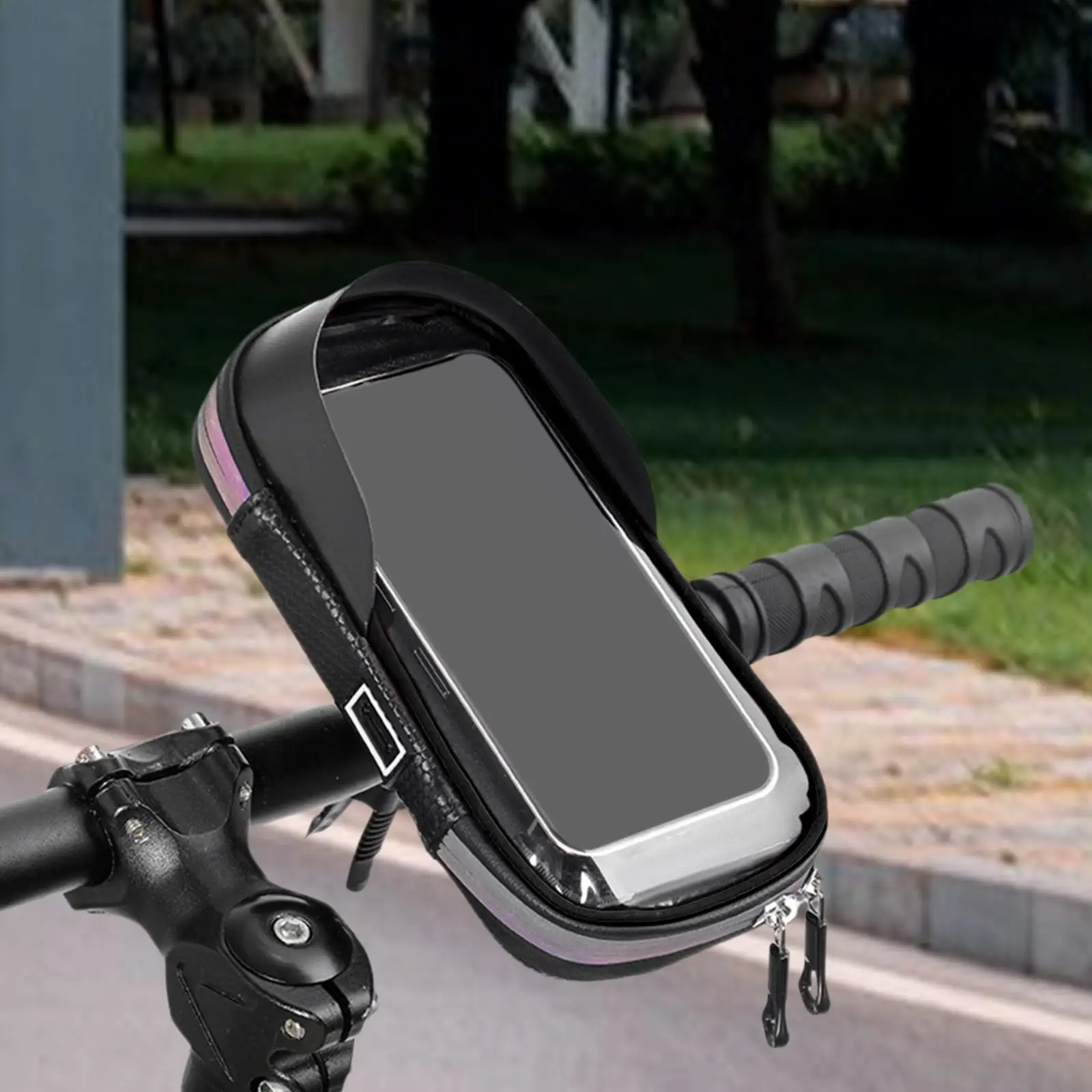 

Motorbike Phone Holder for Phones Under 6.5in Bike Handlebar Bag with Zipper