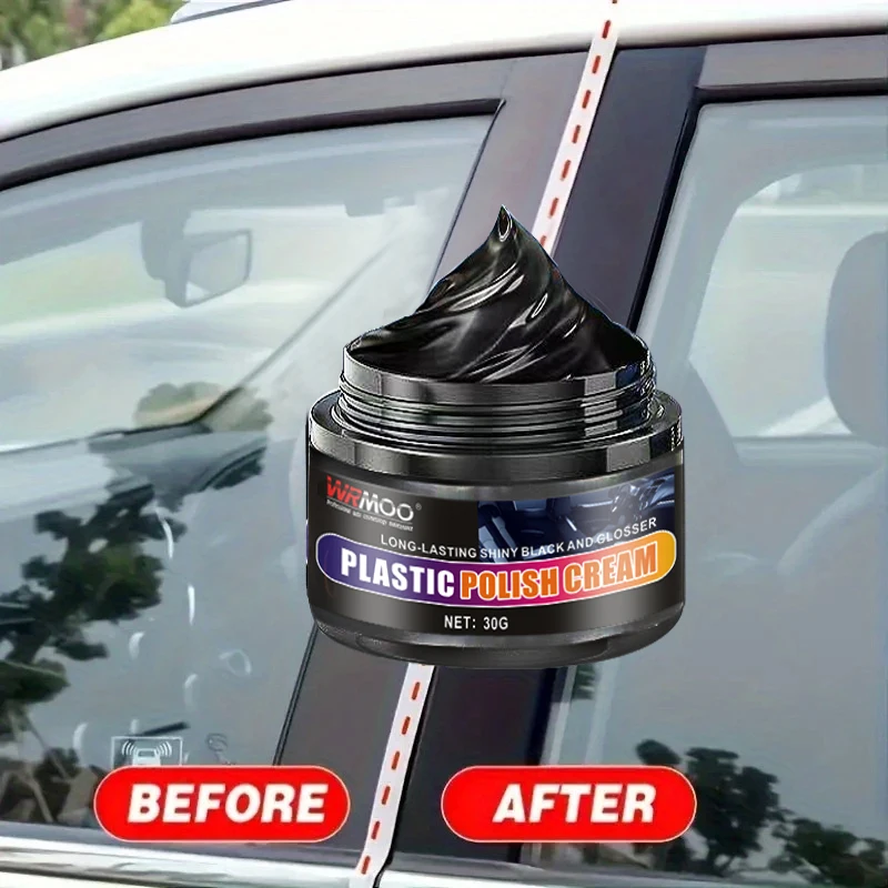 Plastic Trim Restorer Cream Revives Faded Bumpers Dash and Door Panels Restores Deep Black Finish with UV Protection