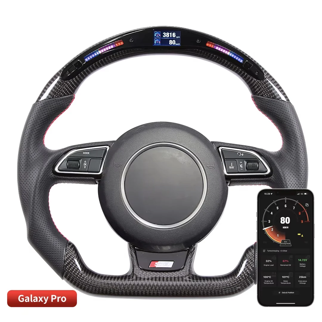 

Индивидуальный гоночный руль со светодиодной подсветкой из 100% натуральной углеродного волокна, совместимый с Audi S3 S4 S5 RS3 RS4 RS5 A3 A4 A5 2012-2016