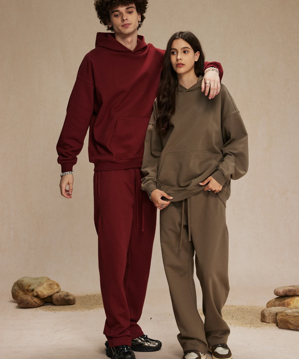 Custom LOGO High Quality Cotton polyester 430g Clothing Fall sports tracksuit unisex hoodie sweatpants set Hoodie Jogger Pants