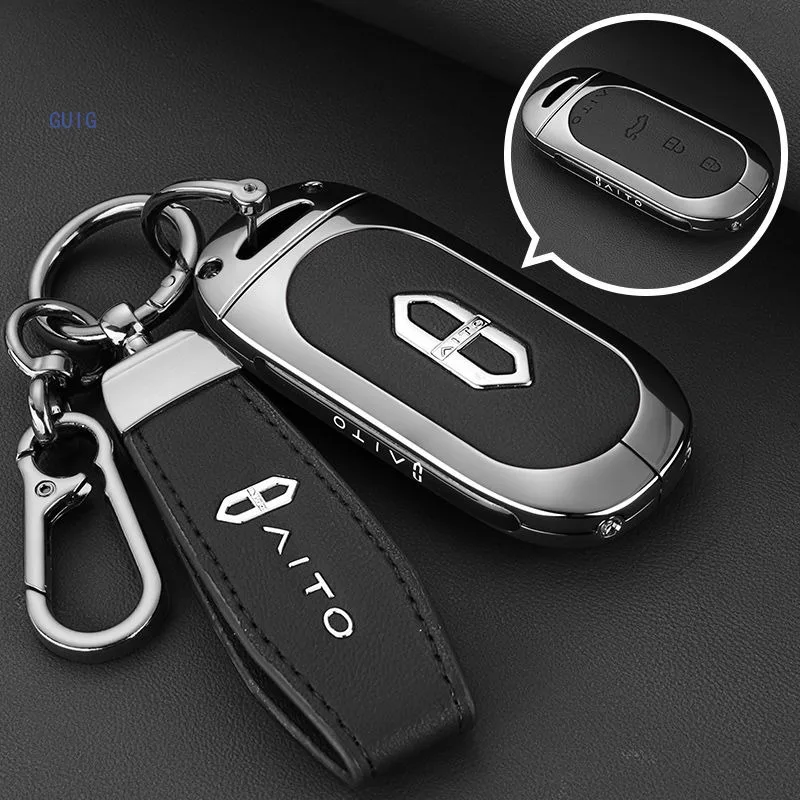 For Huawei Aito M5 M7 Seres Zinc Alloy Car Remote Fob Key Case Cover Shell Bag Keychain Ring