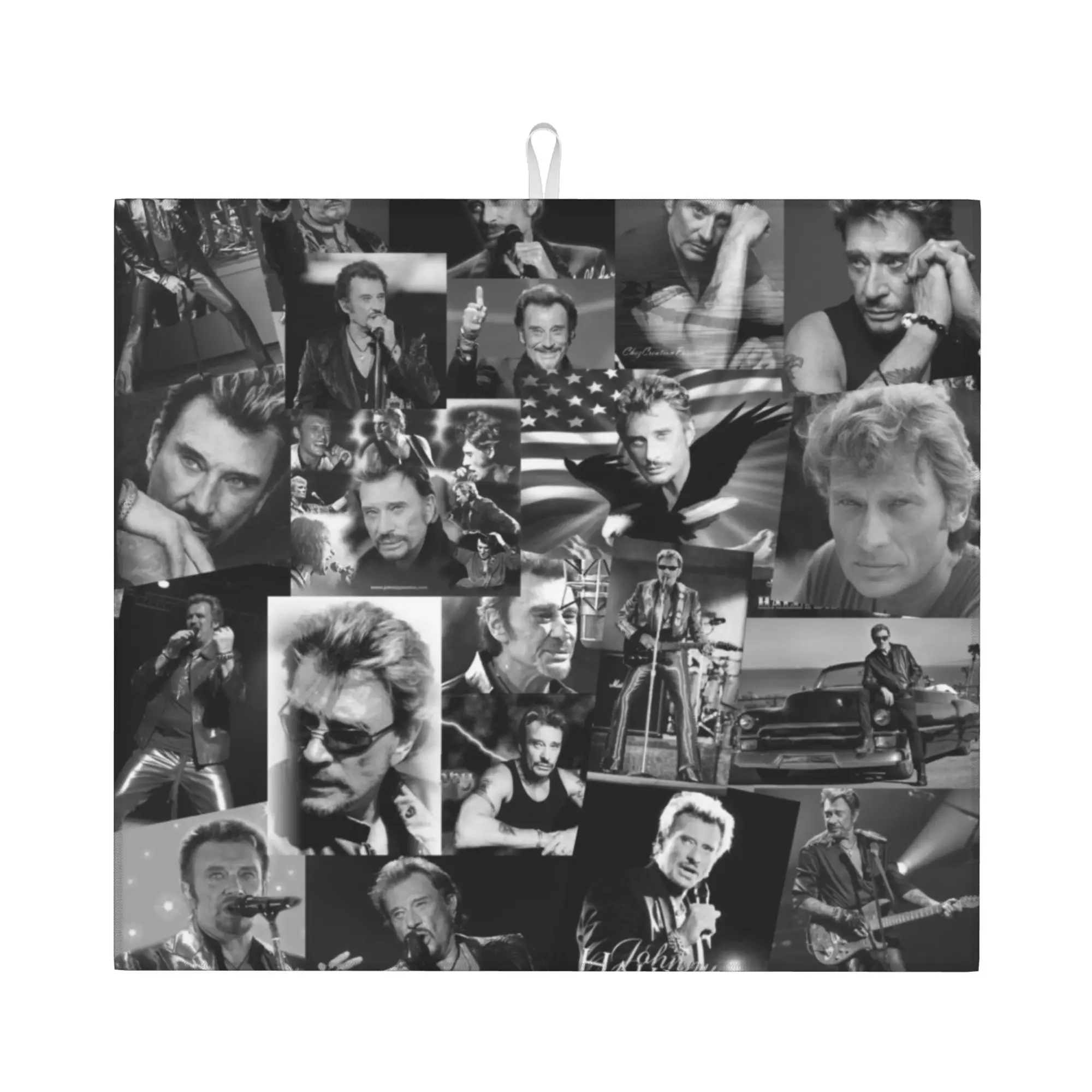 French Rock Singer Johnny Hallyday Drying Mat For Kitchen Waterproof Non‑Slip Oil Proof Reusable Countertop Protector Mat