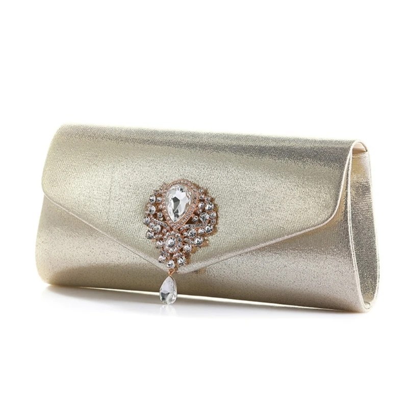 Flap Sparkling Evening Clutch Detachable Chain Crossbody Purse Handbag for Prom