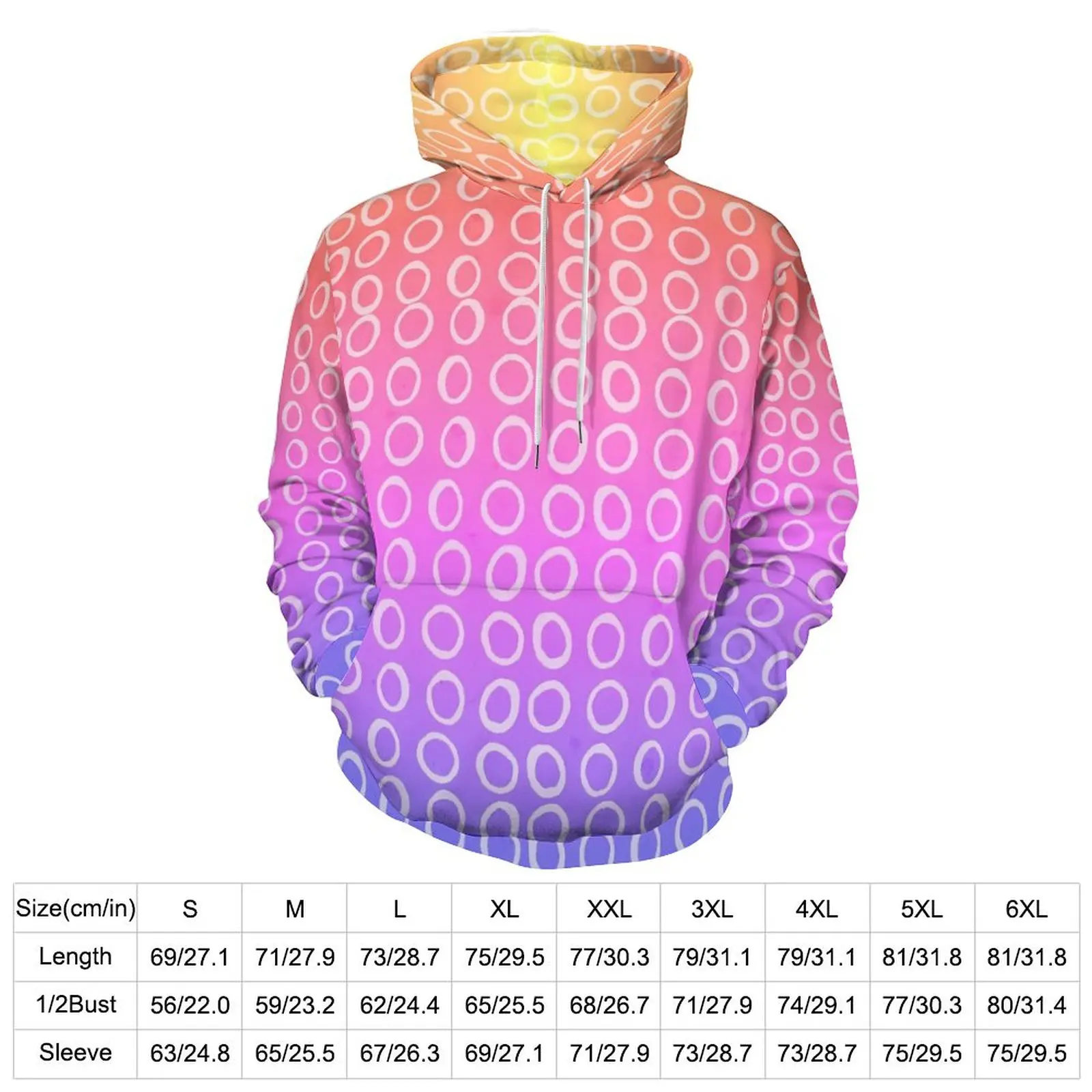 Gradient Rainbow Casual Hoodies Circles Print Custom Loose Hoodie Winter Long Sleeve Streetwear Oversize Hooded Sweatshirts