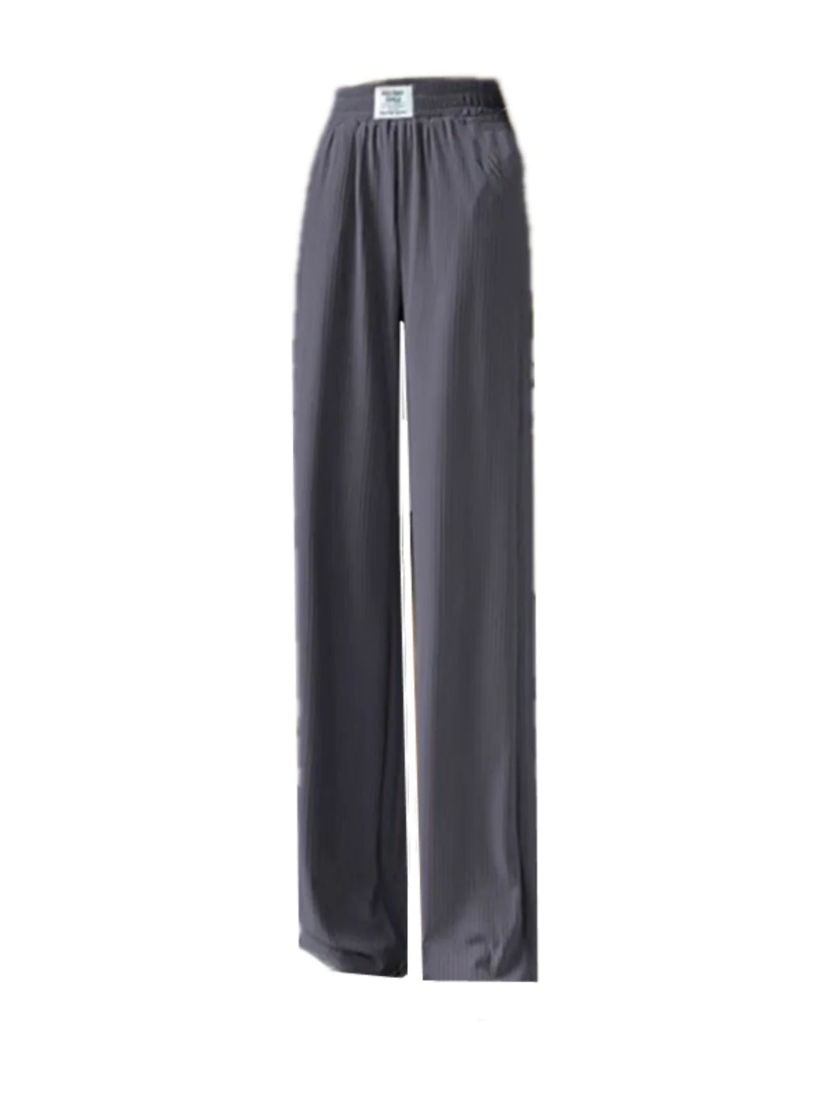 アイスシルクスリムワイドレッグパンツ レディース 夏 薄手 新作 ハイウエスト ドレープ ストレート カジュアルパンツ カジュアルトラウザーズ 女性用