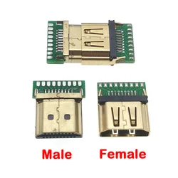 5pcs DIY HDMI Compatib Male Female Plug Socket Connector Welding Type Male Jack Plug 19 Pin PCB Connector 19P Gold-plated Plugs