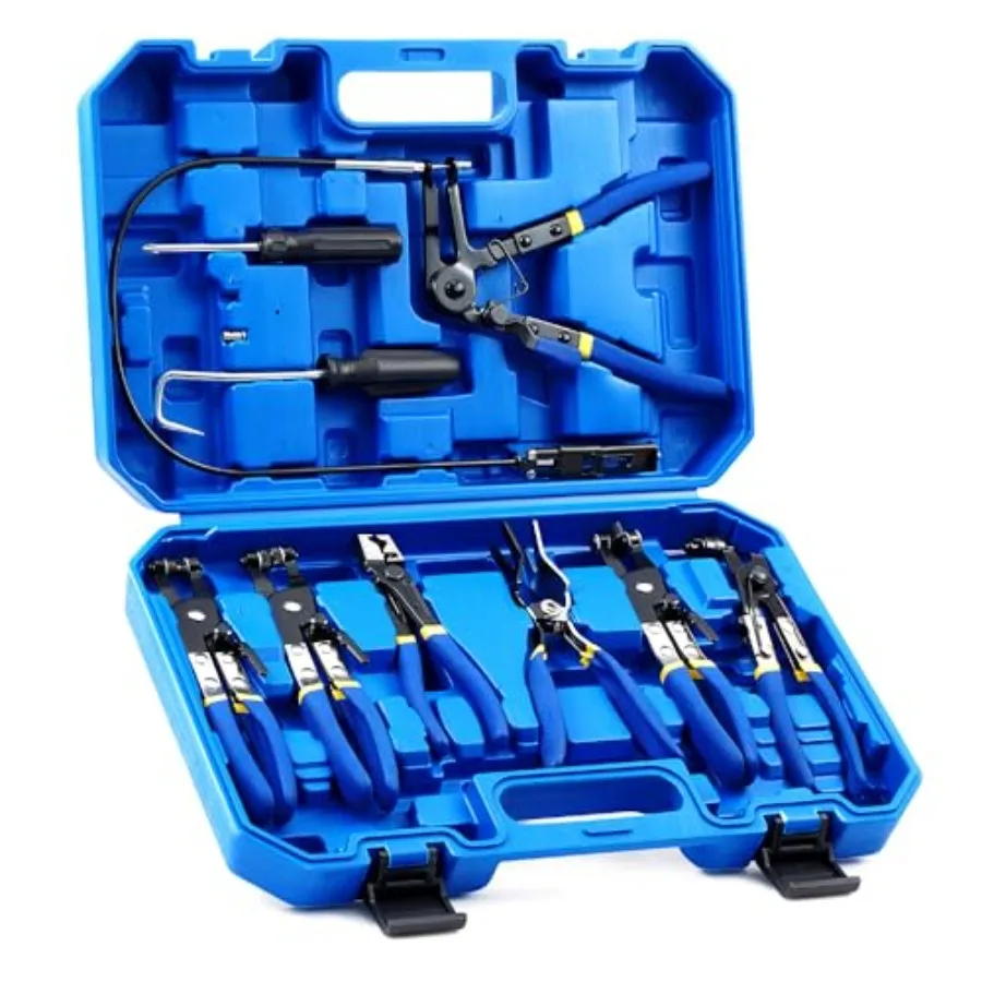 

9pcs Hose Clamp Pliers for Fuel Oil Water Hoses Automotive Long Reach Remover Kit with Flexible Wire Clic R Type Swivel Jaw Fla