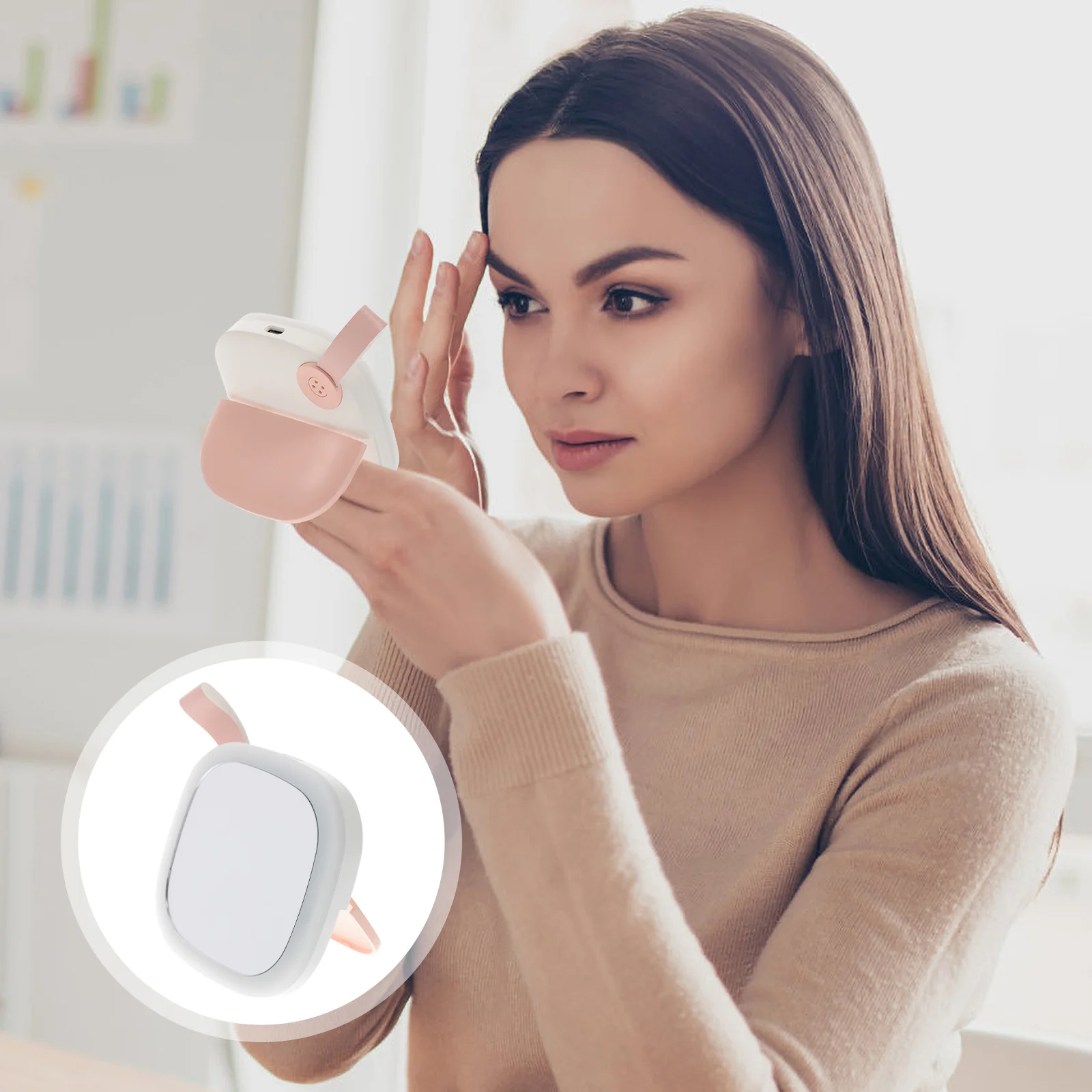 مرآة مكياج LED محمولة وخفيفة الوزن على الوجهين للسفر وهدية سكنها لعيد الميلاد #4