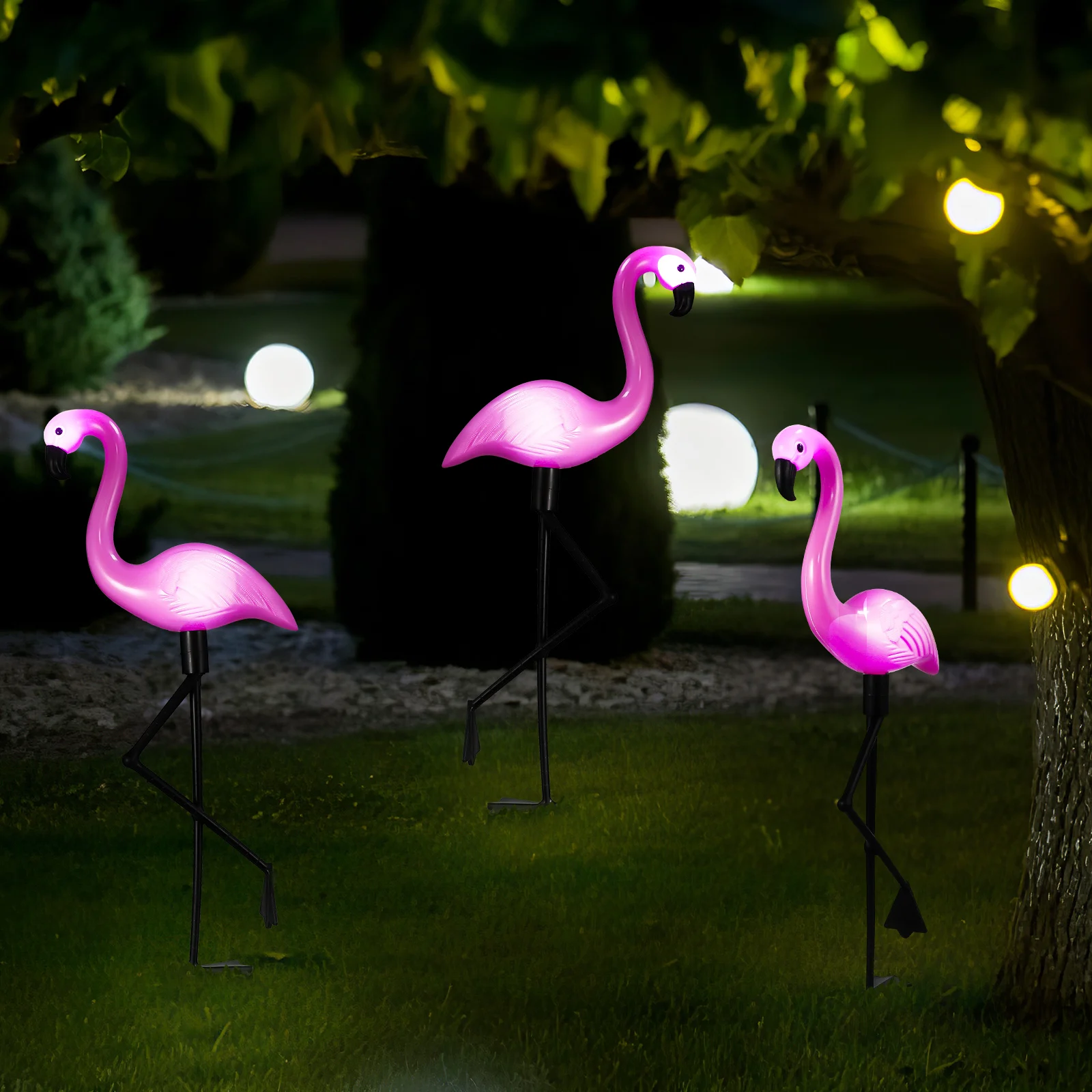 

1pc Solar Powered Flamingo Garden Lights Lawn Spotlight Waterproof Led Ground Light Outdoor Decorative Lighting Landscape White