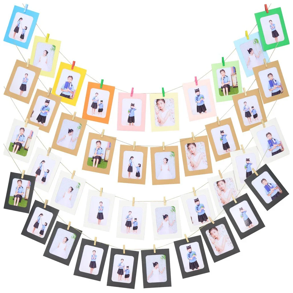 

Colorful Clip Photo Frame Banner Creative Ins Hot Girl's Bedroom Decorative Photo Banner Children's Room Wall Garlands Decor