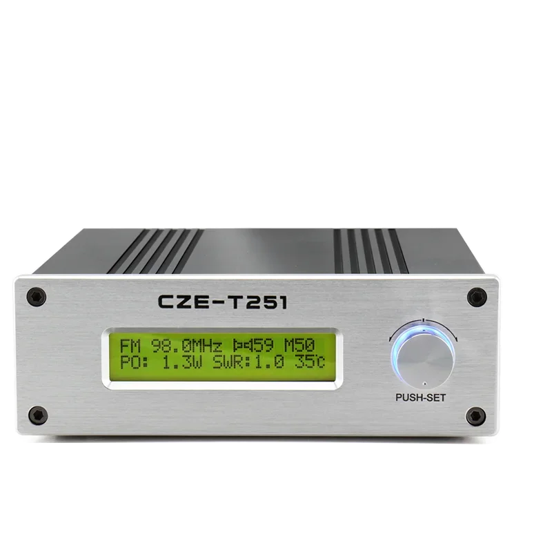 Pemancar FM CZE-T251, pemancar FM 0-25w dapat disesuaikan 87-108MHz Stereo Mono stasiun siaran PLL