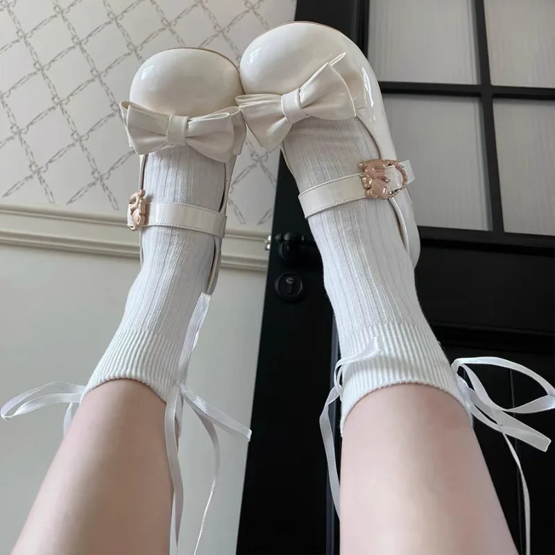 Women Shoes Sweet Cute Bow Flats Fashion Shallow Mouth Single Shoes Mary Jane Shoes Classic Round Head Lolita Shoe Zapatos Mujer image 3