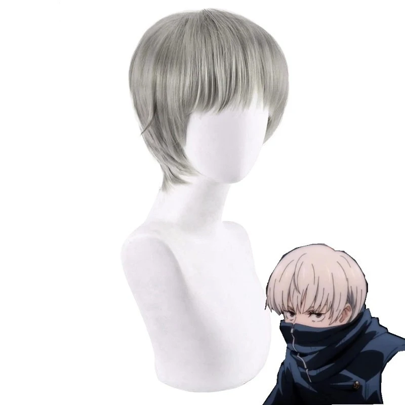 Anime jujutsu kaisen modelagem de papel cabelo curto inumaki toge personagem cos chapelaria bola homem vestido noite jogo anti curling peruca
