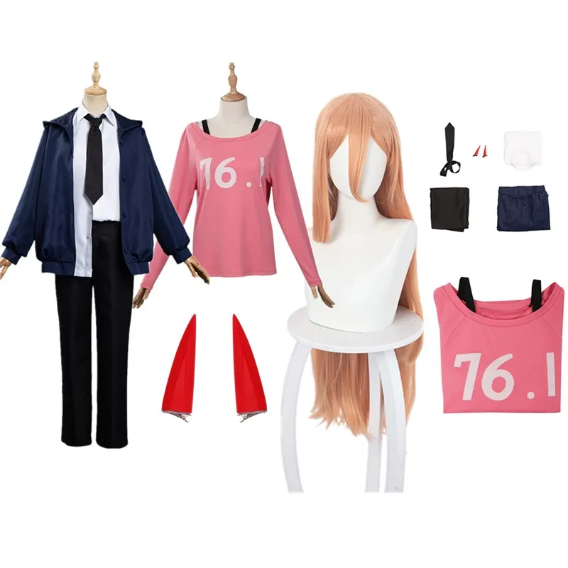 Anime Power Cosplay Costume T-Shirt Wig Hairpin Jacket Coat Pants Outfits Halloween Carnival Party Suit