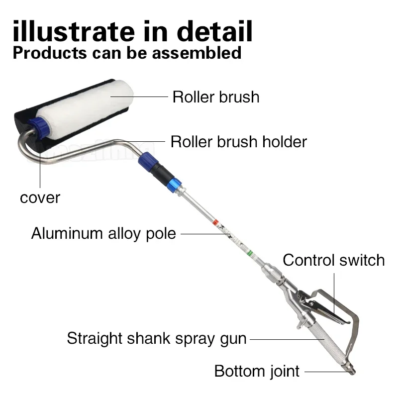 고압 페인트 도구 익스텐션 폴 에어리스 페인트 스프레이, 파우더 코팅 샌드블라스팅 건, 에어리스 페인트 롤러, 30cm 스프레이