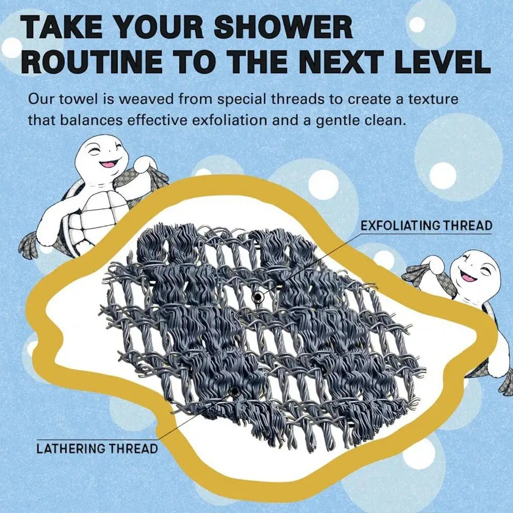 Back Scrubbing Towel Dual Sided Durable Exfoliating Body Towel Back Strap Unisex Detox Mud Back Scrub Extended Bathing Towel