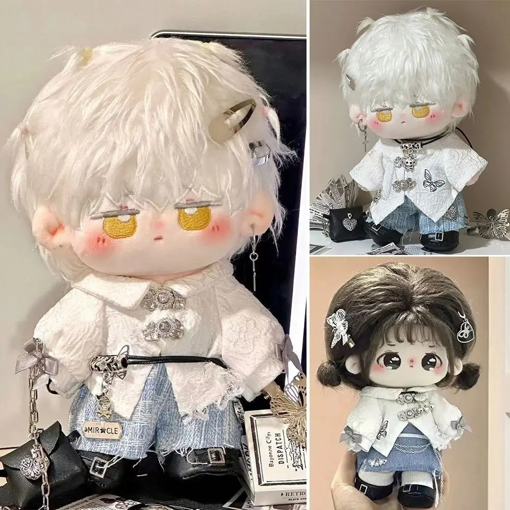 20 センチメートル人形の服白青ままごと人形学生制服写真プロップ着替えゲーム人形ブラウスパンツスーツ
