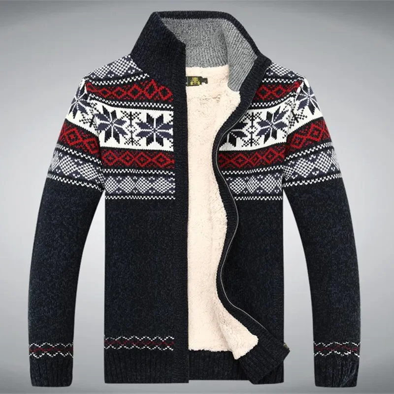 

Hot Sale 2026 Autumn Winter Sweater Male Thicken Cardigan Cotton Knitted Jacquard Men's Sweater Coat Size S -3XL