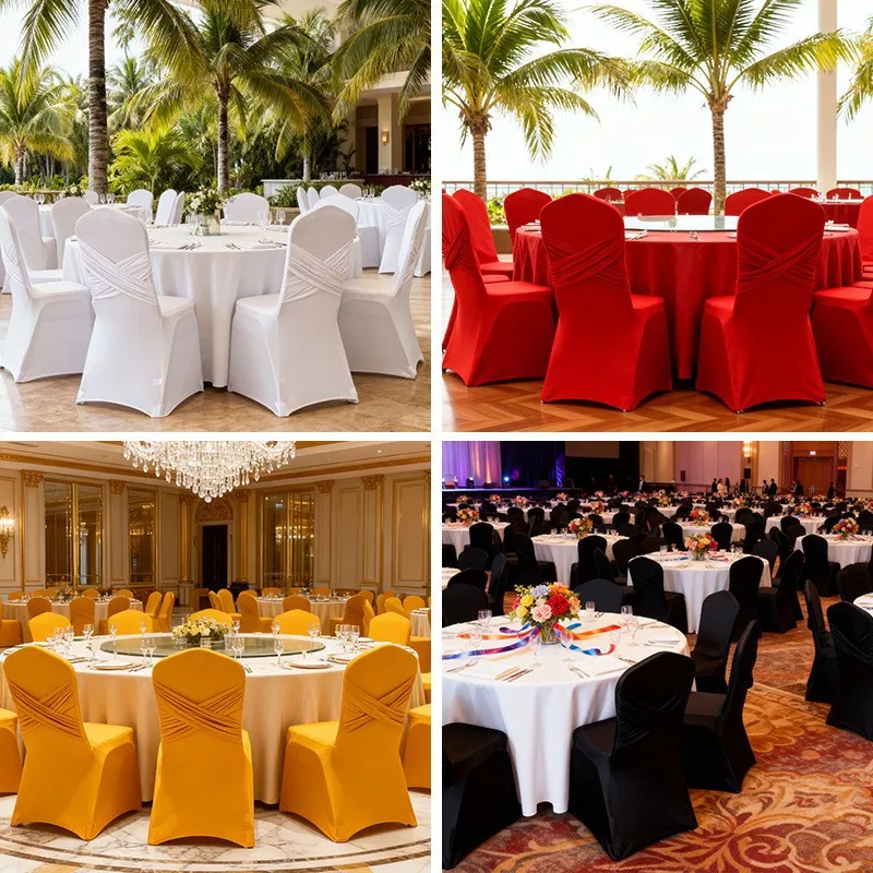 Cross Back Stretch Chair Cover Milk Silk Spandex Slipcover for Wedding Banquet Hotel Dining Room Party Decoration