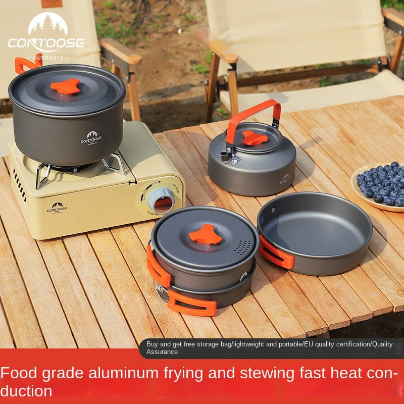 

Camping Portable Gas Outdoor Stove Set Hanging Pot Picnic Field Cooking Cookware Tableware