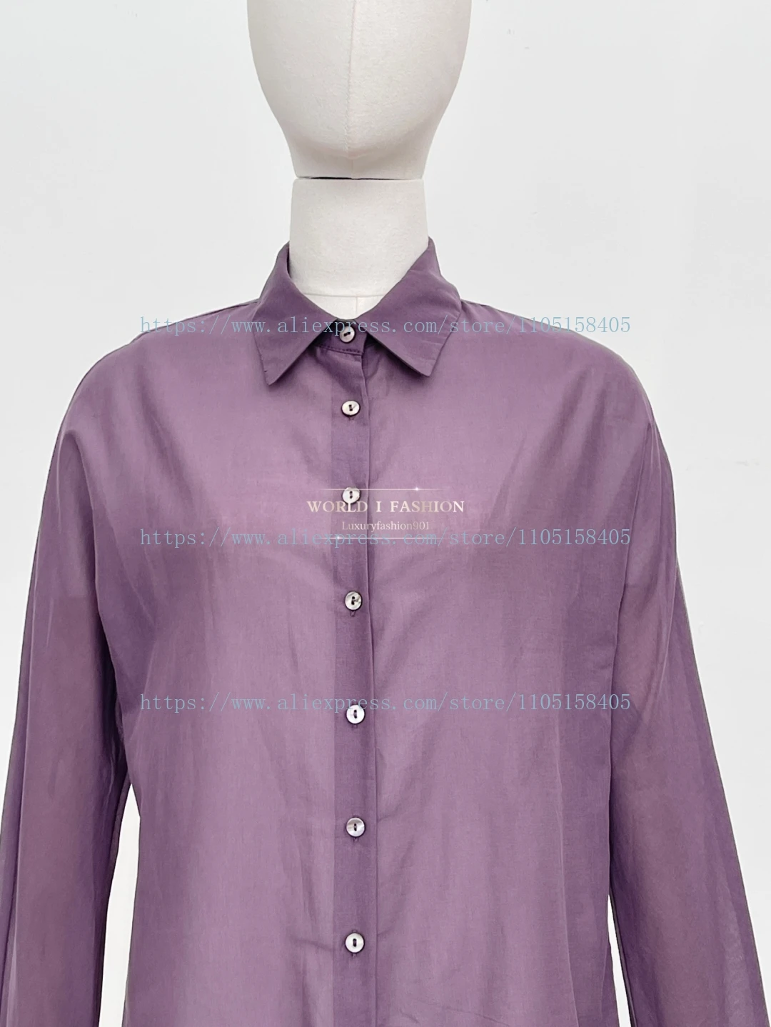 

2025 Elegant Violet Long Sleeve Women's Shirt Blouse Tops