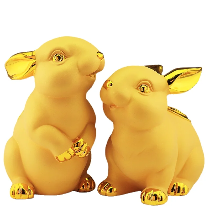 The Rabbit Feng shui rabbit statue Piggy bank Plutus Accumulate Mythical Wild Animal  Jade Medallion AndThe mascot of good luck