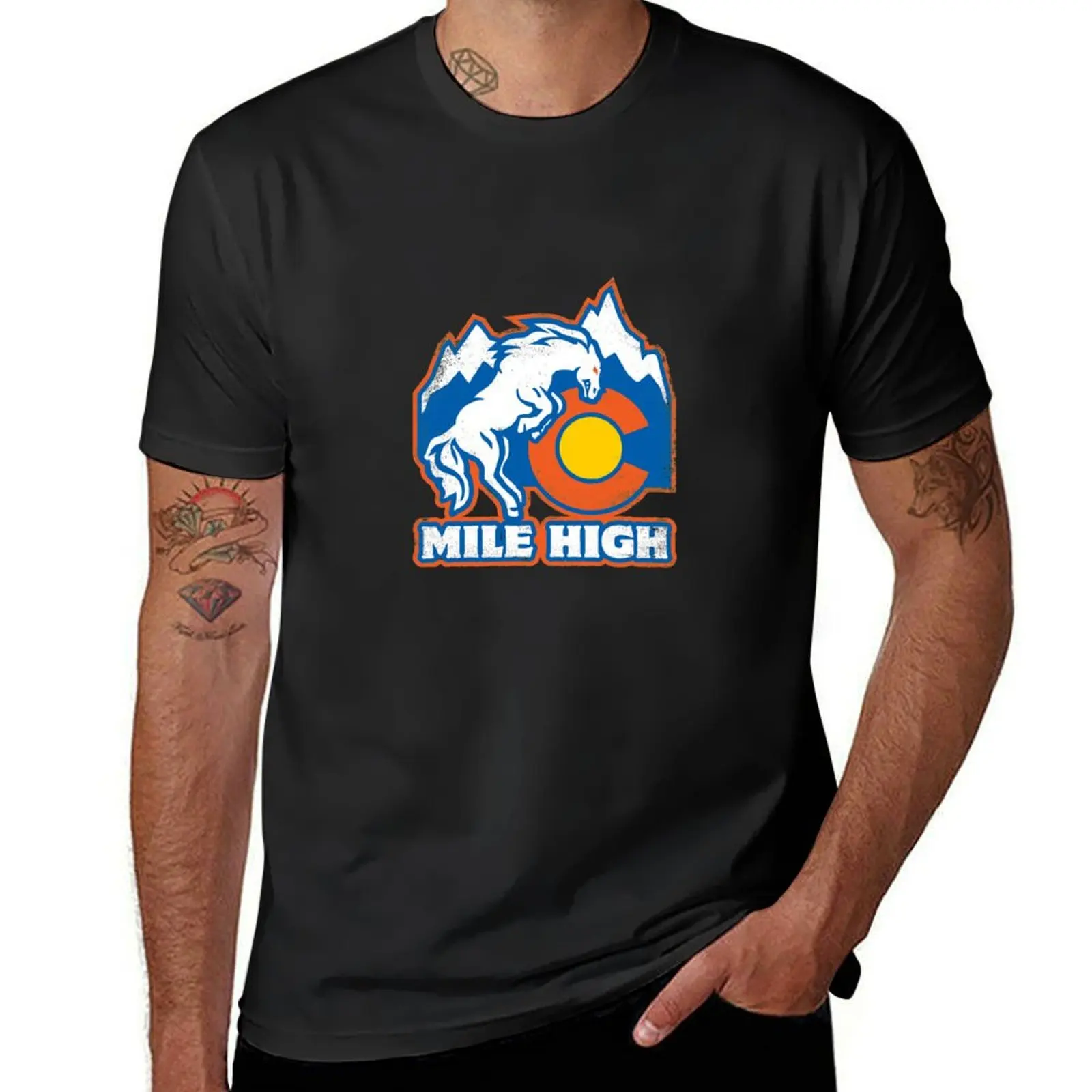 Mile High Bronco T-Shirt oversizeds heavyweights mens clothes