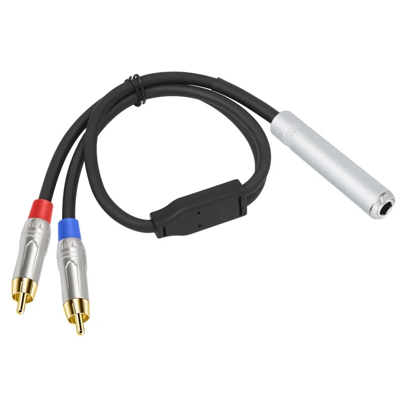 

0.5M 6.35Mm Female To 2 RCA Male Cable Stereo Audio Cable 1/4 Inch TRS Jack To 2 RCA Audio Y Splitter Cable