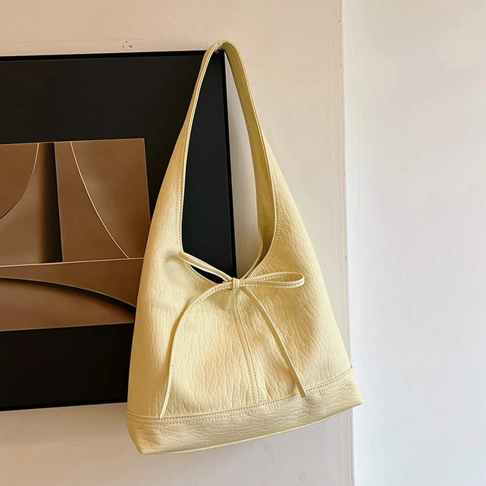 

Underarm Bag for Women Bowtie Hobo Bag PU Leather Solid Handbag Large Capacity Tote Bag Travel Shopping Commuter Bag