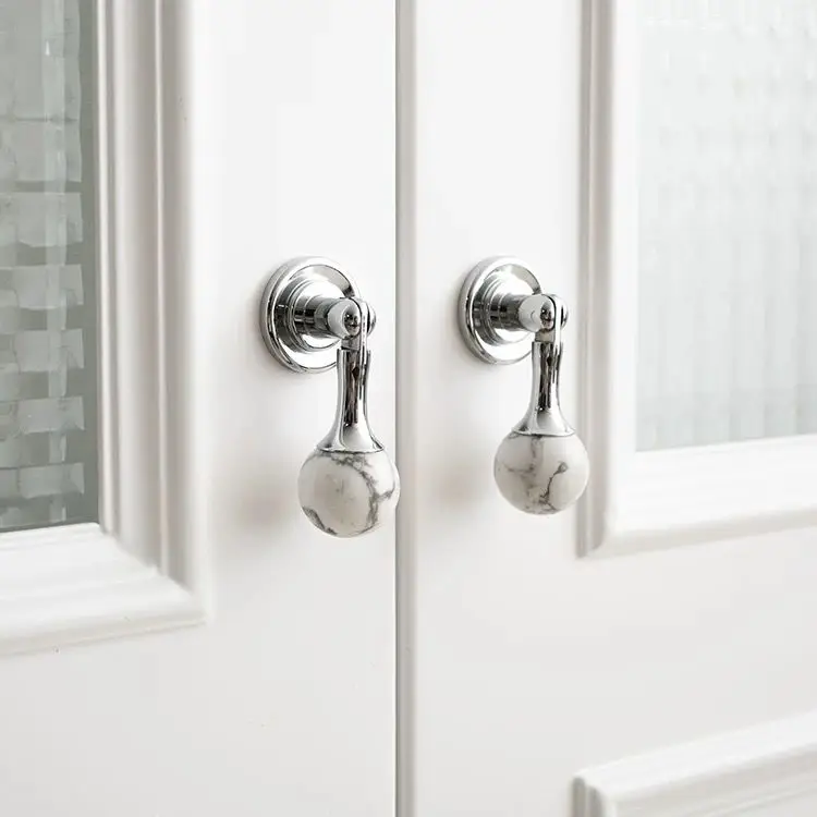 French Light Luxury Cabinet Door Handle Wardrobe Door Shoe Cabinet Drawer Brass Crystal Marble Ball Pendant Small Handle